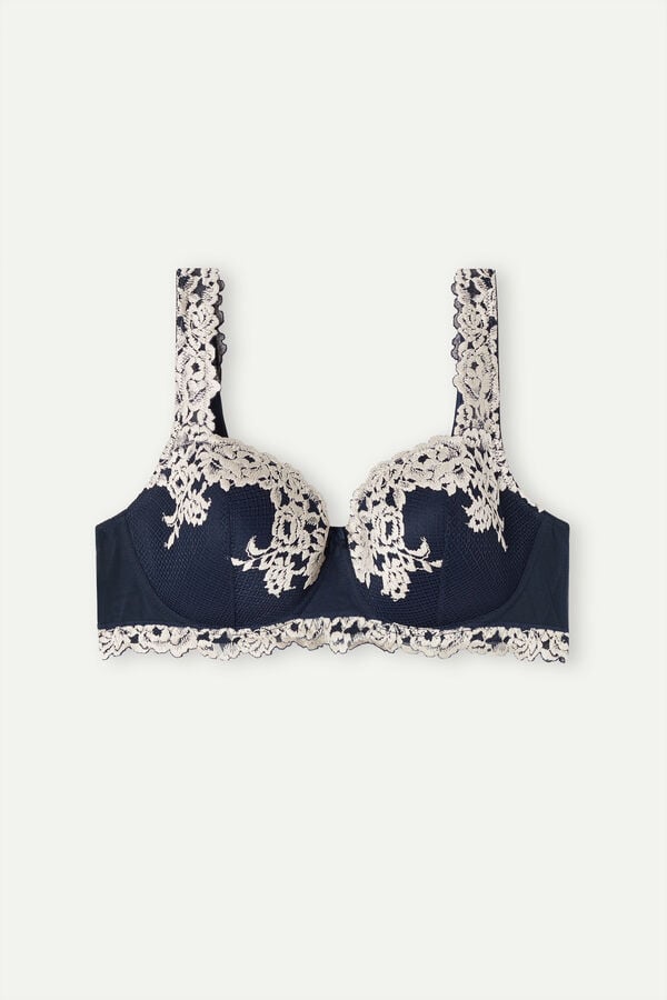 Intimissimi Pretty Flowers Sofia Balconette Donna Reggiseno Blu Profondo Gialle Chiaro | 026-TVDQRH