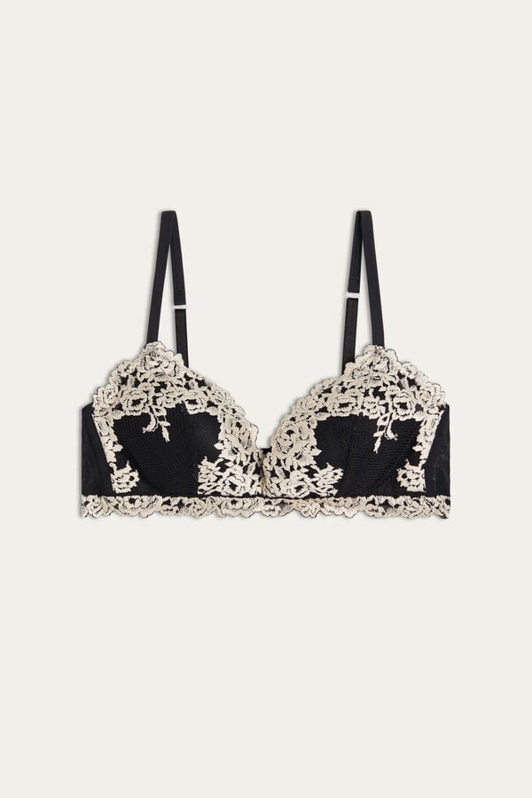 Intimissimi Pretty Flowers Tiziana Triangle Donna Reggiseno Nere Bianche | 102-IBTGHE