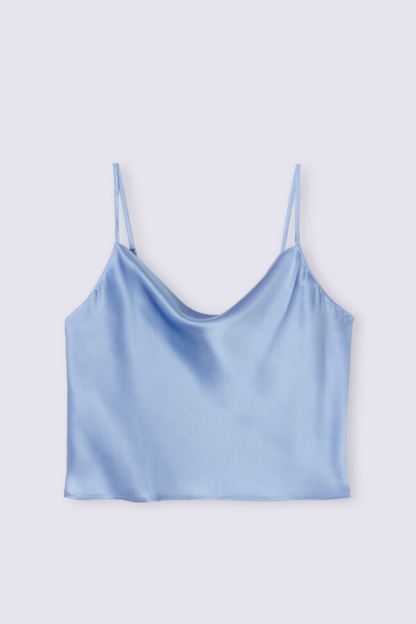 Intimissimi Silk Crop Camisole Donna Canotta Blu | 795-DTCFQP