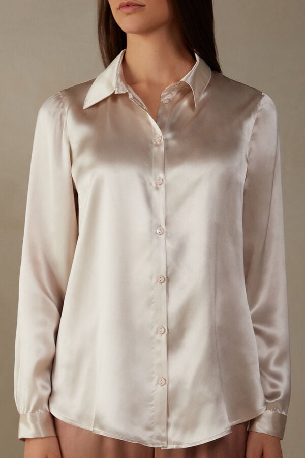 Intimissimi Silk Donna Camicia Crema Rosa | 913-HWZOAN