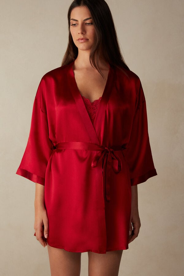 Intimissimi Silk Kimono Donna Pigiama Rosse | 904-BQSNHG