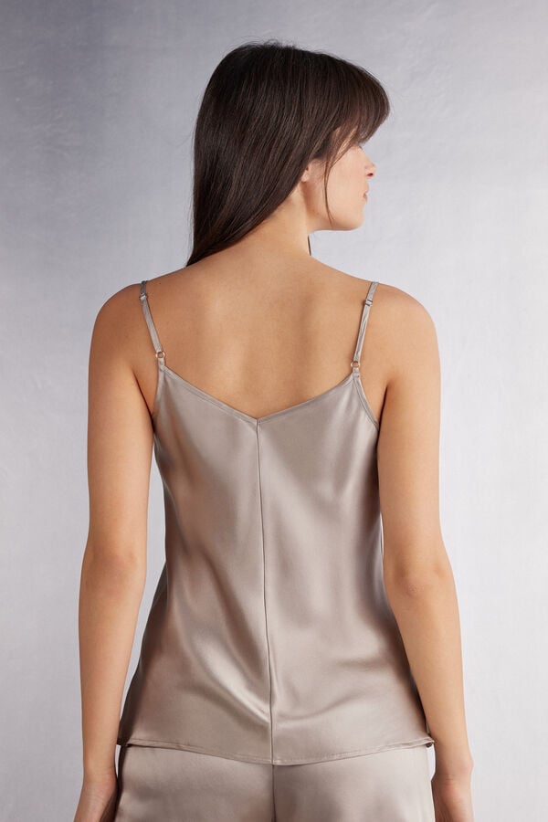 Intimissimi Silk Satin With V-Neckline Donna Canotta Beige | 206-MXFCRA