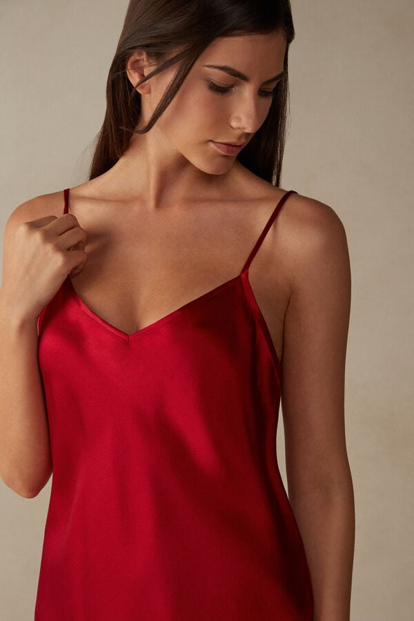 Intimissimi Silk Satin With V-Neckline Donna Canotta Rosse | 809-NHMUES