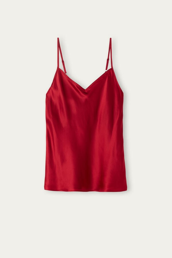 Intimissimi Silk Satin With V-Neckline Donna Canotta Rosse | 809-NHMUES