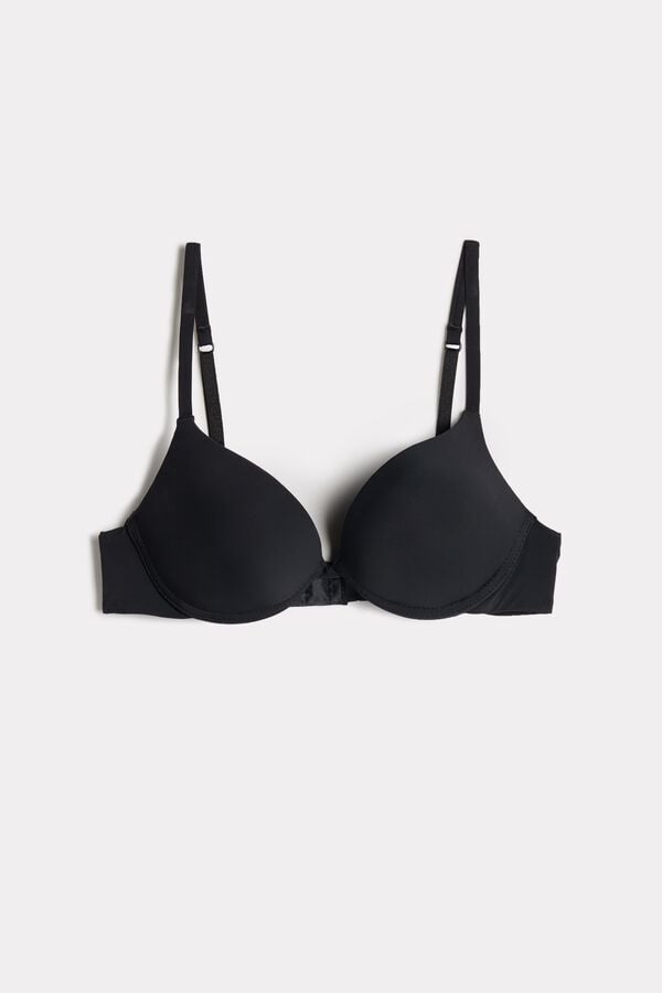 Intimissimi Simona Microfiber Super Push-Up Donna Reggiseno Nere | 942-UMIBDC