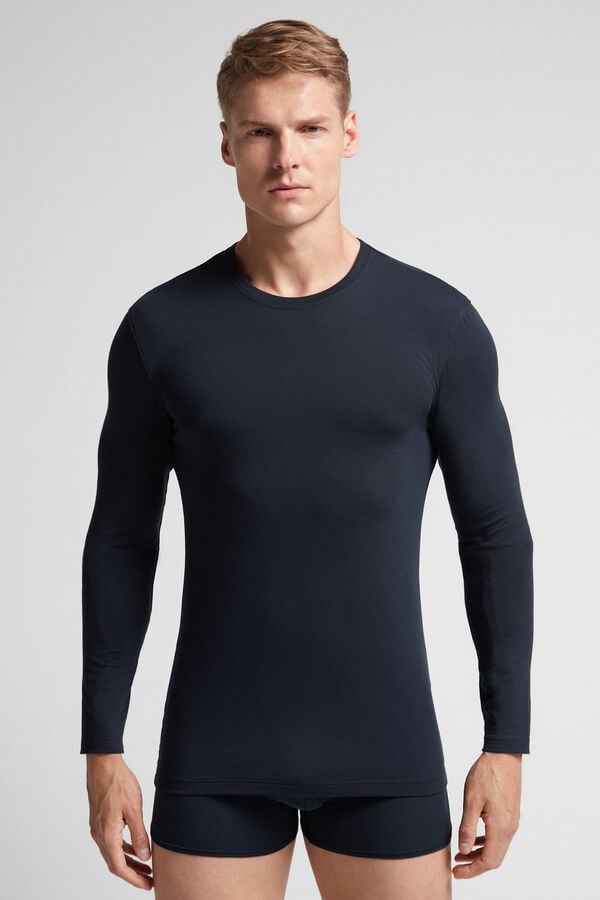 Intimissimi Stretch Superior Cotton Uomo Maniche Lunghe Nere | 361-LKGBPT