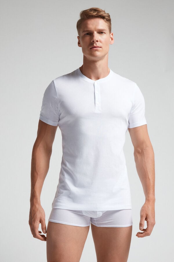 Intimissimi Superior Cotton Henley Uomo Maglietta Bianche | 945-NHIDZC