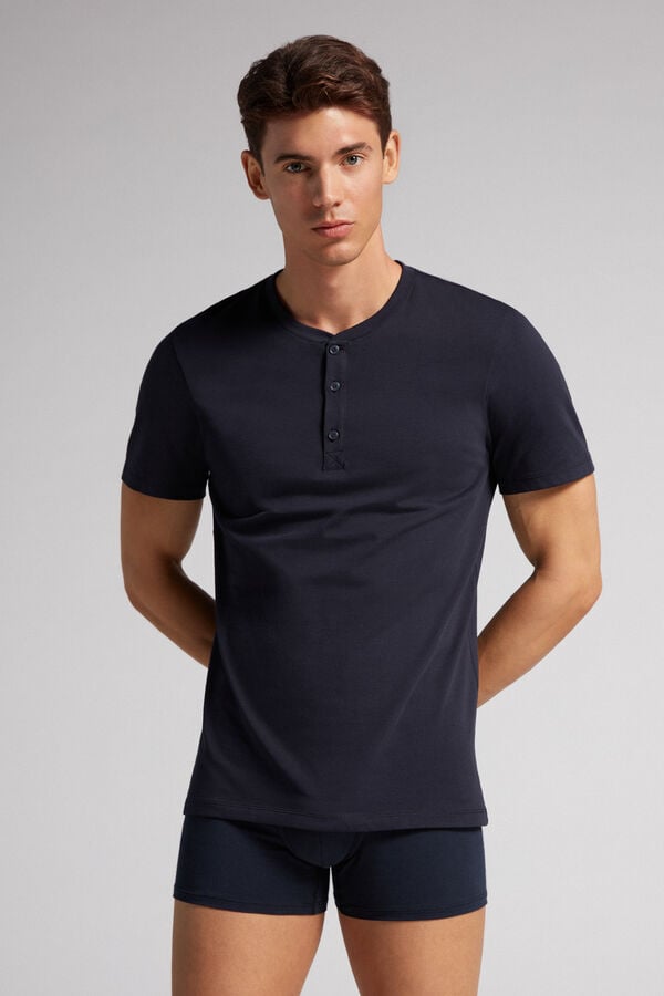 Intimissimi Superior Cotton Henley Uomo Maglietta Nere | 423-EHXNYF