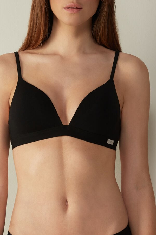 Intimissimi Tiziana Triangle Cotton Donna Reggiseno Nere | 572-RDAUWL