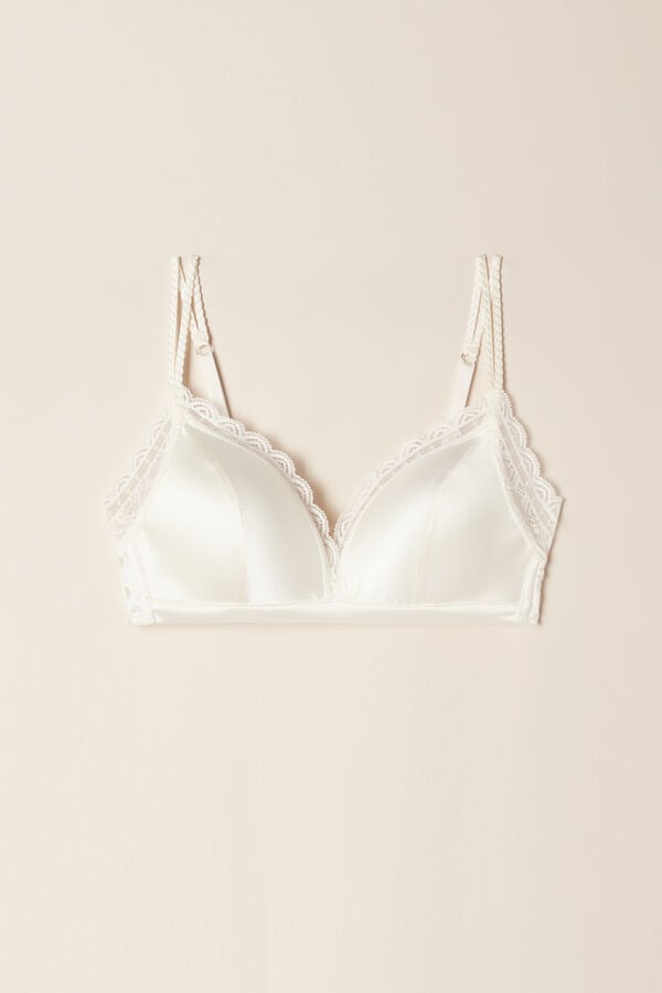 Intimissimi Tiziana Wireless Plunge Triangle Silk And Lace Donna Reggiseno Bianche | 096-YAHJTL